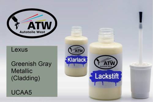 Lexus, Greenish Gray Metallic (Cladding), UCAA5: 20ml Lackstift + 20ml Klarlack - Set, von ATW Autoteile West.